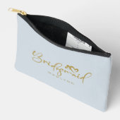 Poederblauwe Bruidsmeisje Script Naam Cosmetisch C Etui (Open)