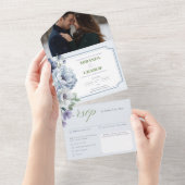 Poederblauwe bruiloft alles in één Uitnodiging (Afscheurbaar)