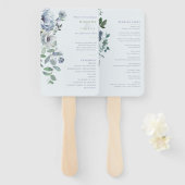 Poederblauwe bruiloft Hand Fan Handwaaier (Voorkant en achterkant)