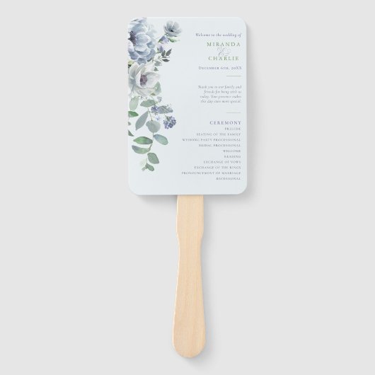 Poederblauwe bruiloft Hand Fan Handwaaier (Voorkant)
