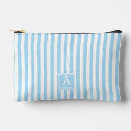 Poederblauwe Cabana Strepen Geborduurde Initialen Etui
