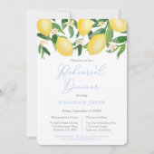 Poederblauwe citruslemons bruiloftsprobediner kaart (Voorkant)