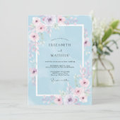 Poederblauwe Delicate Bruidsbloem Kaart (Staand voorkant)
