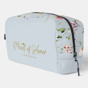 Poederblauwe Eredame Script Naam Accessoire Toilettasje