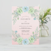 Poederblauwe Ethische Botanische Bruiloft Kaart (Staand voorkant)
