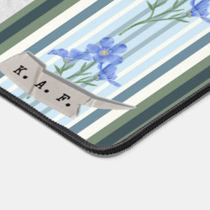 Poederblauwe gestreepte bloemmotief  bureaumat