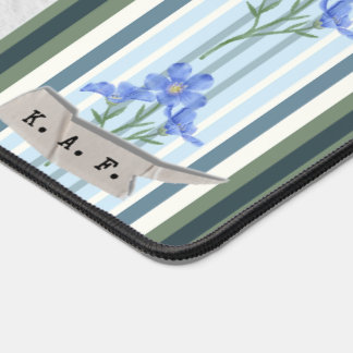 Poederblauwe gestreepte bloemmotief bureaumat