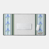 Poederblauwe gestreepte bloemmotief bureaumat (Keyboard & Muis)