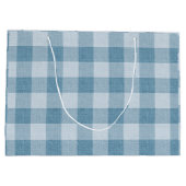 Poederblauwe Gingham Buffalo Check Linnen Textuur Groot Cadeauzakje (Achterkant)