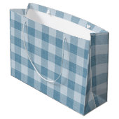 Poederblauwe Gingham Buffalo Check Linnen Textuur Groot Cadeauzakje (Achterkant Gekanteld)