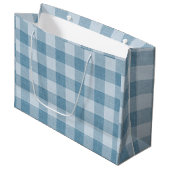 Poederblauwe Gingham Buffalo Check Linnen Textuur Groot Cadeauzakje (Voorkant Gekanteld)