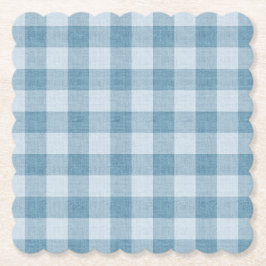 Poederblauwe Gingham Buffalo Check Linnen Textuur Kartonnen Onderzetters