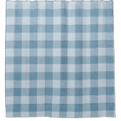 Poederblauwe Gingham Buffalo geruite Linnen Textuu Douchegordijn (Voorkant)