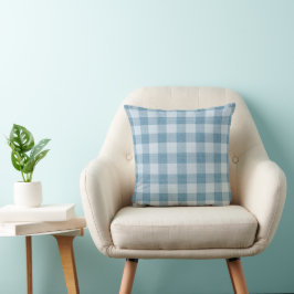 Poederblauwe Gingham Buffalo geruite linnen textuu Kussen