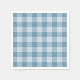 Poederblauwe Gingham Buffalo geruite Linnen Textuu Servet