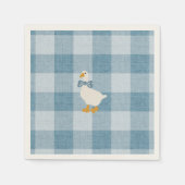 Poederblauwe Gingham Gans Babyshower Geruit Servet (Voorkant)