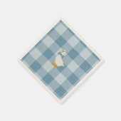 Poederblauwe Gingham Gans Babyshower Geruit Servet (Hoek)