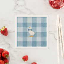 Poederblauwe Gingham Gans Babyshower Geruit