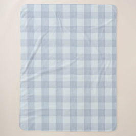 Poederblauwe grote gingham ruit Sherpa deken