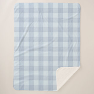 Poederblauwe grote gingham ruit Sherpa deken