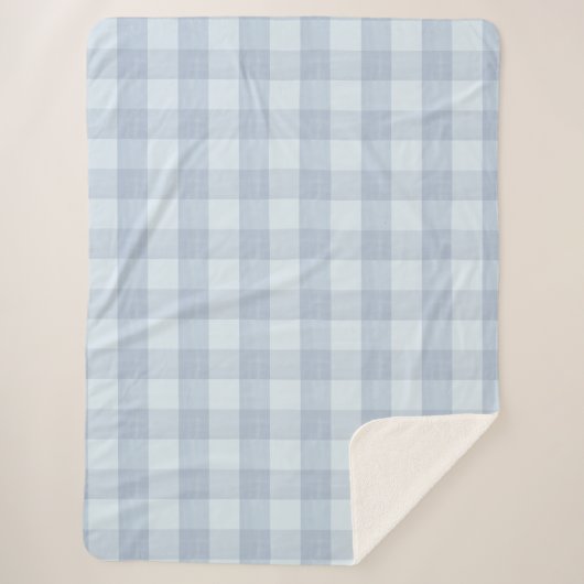 Poederblauwe grote gingham ruit Sherpa deken (Voorkant)