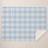 Poederblauwe grote gingham ruit Sherpa deken (Voorkant (horizontaal))