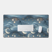 Poederblauwe Hemelse Maanfasen Kalme Bureaumat (Keyboard & Muis)