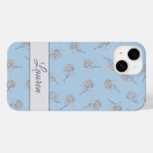 Poederblauwe Hortensia Bloemmotief Monogram Case-Mate iPhone Case (Achterkant (horizontaal))