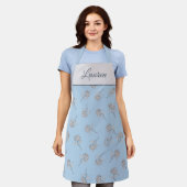 Poederblauwe Hortensia Bloemmotief Monogram Schort (Gedragen)