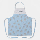 Poederblauwe Hortensia Bloemmotief Monogram Schort (Voorkant)