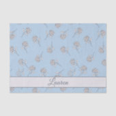 Poederblauwe Hortensia Bloemmotief Monogram Tissuepapier (Voorkant)