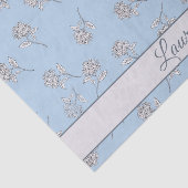 Poederblauwe Hortensia Bloemmotief Monogram Tissuepapier (Detail)