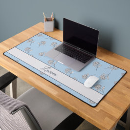 Poederblauwe Hortensia Bloempatroon Monogram Bureaumat