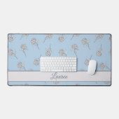 Poederblauwe Hortensia Bloempatroon Monogram Bureaumat (Keyboard & Muis)