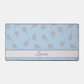 Poederblauwe Hortensia Bloempatroon Monogram Bureaumat (Voorkant)
