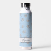 Poederblauwe Hortensia Bloempatroon Monogram Waterfles (Links)