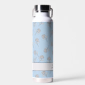 Poederblauwe Hortensia Bloempatroon Monogram Waterfles (Voorkant)
