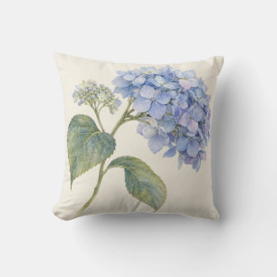 Poederblauwe Hortensia Ivoor Botanische Waterverf Kussen