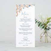 Poederblauwe landelijke velden bruiloft menu (Staand voorkant)