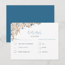 Poederblauwe landelijke velden bruiloft RSVP kaartje