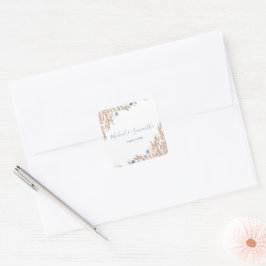 Poederblauwe landelijke velden bruiloft vierkante sticker
