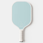 Poederblauwe monogram pickleball-paddle met naam pickleball paddle (Achterkant)
