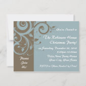 Poederblauwe omgekeerde spiraal aangepaste uitnodi kaart (Voorkant)