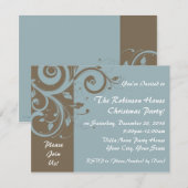 Poederblauwe omgekeerde spiraal aangepaste uitnodi kaart (Voorkant / Achterkant)