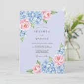 Poederblauwe Romantische Hydrangea Bruiloft Kaart (Staand voorkant)