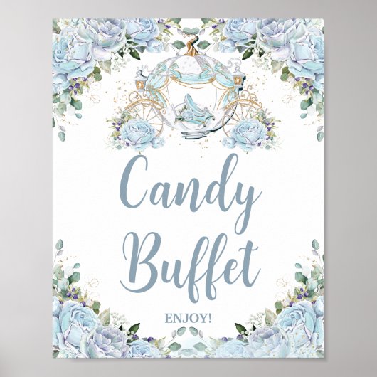 Poederblauwe Rozen Prinsessen Koets Candy Buffet Poster (Voorkant)