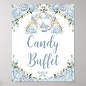 Poederblauwe Rozen Prinsessenkoets Candy Buffet Poster (Voorkant)