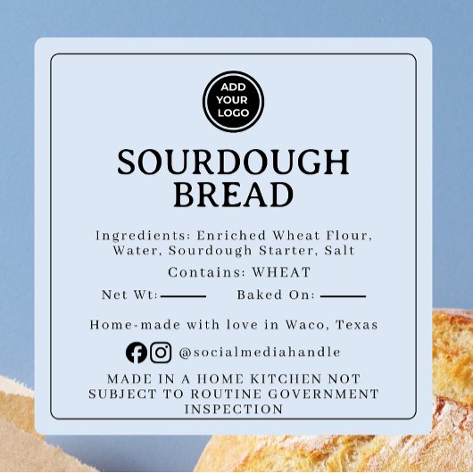 Poederblauwe Sourdough Ingredienten Cottage Sticke Vierkante Sticker