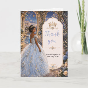 Poederblauwe Sweet 16 Prinsessen Tuin Bedankkaart