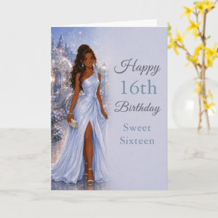 Poederblauwe Sweet Sixteen Verjaardagskaart Kaart
